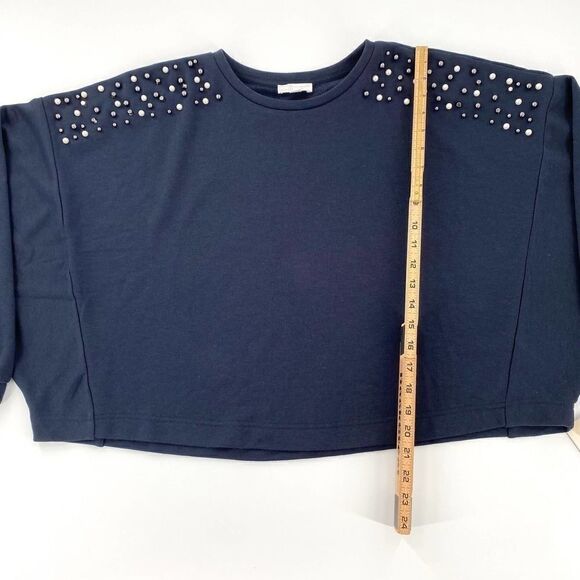 NWT 14TH & UNION Faux Pearl Crew Neck Sweatshirt In Navy Night Size XL - Picture 7 of 10